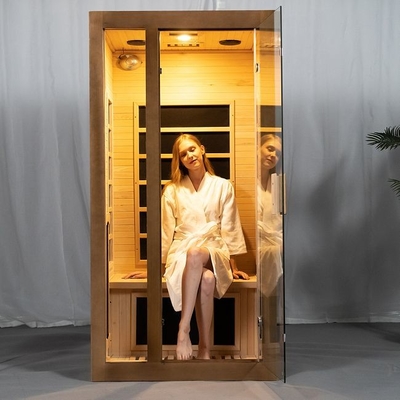 Hemlock Wood Indoor Home Full Spectrum Sauna 2 شخص بحجم OEM مقبول