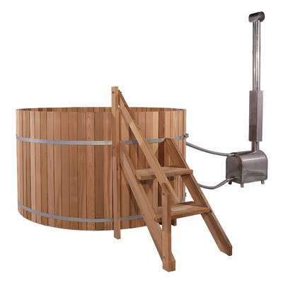 3-4 أشخاص في الهواء الطلق من خشب الأرز الأحمر الصنوبر Thermowood خشبي يعمل بالحوض الساخن مع موقد حرق الخشب الخارجي