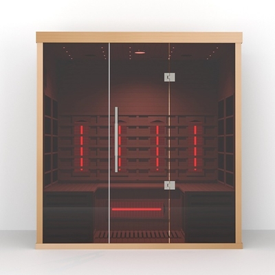 الشوكران Wood 4 Person Smartmak Sauna Unit تحت الحمراء البعيدة ساونا جافة للمنزل 2700 واط