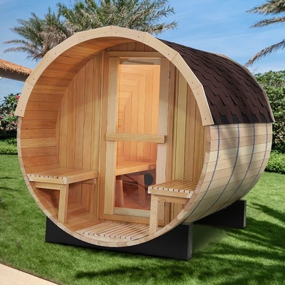 ساونا برميلية بخارية تقليدية كبيرة من الخشب الصلب مع موقد 6KW