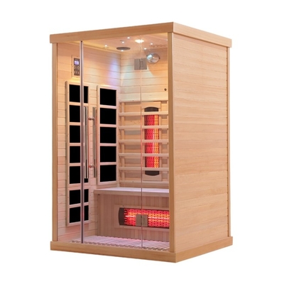 1750W Red Cedar 2 شخص LED ساونا الأشعة تحت الحمراء الخفيفة مع لون الخشب