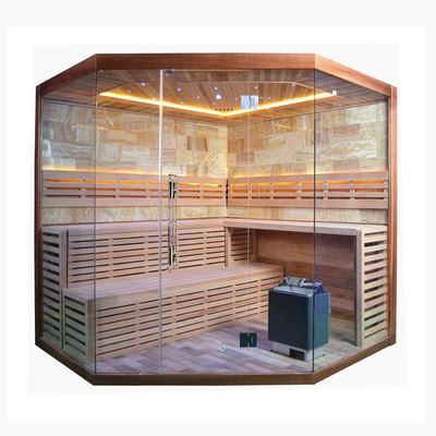 غرفة ساونا بخار داخلية فاخرة من Hemlock / Red Cedar Wood تتسع لـ 6 أشخاص