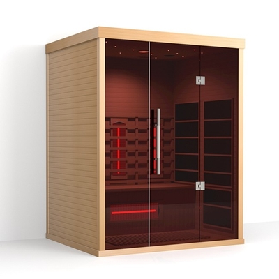 Home Spa 3 أشخاص الشوكران داخلي ساونا بالأشعة تحت الحمراء 2100W العلاج بالضوء الأحمر