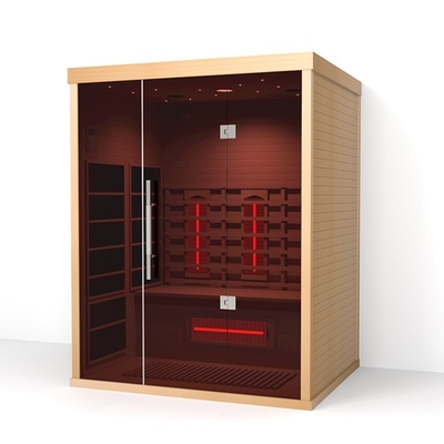 Home Spa 3 أشخاص الشوكران داخلي ساونا بالأشعة تحت الحمراء 2100W العلاج بالضوء الأحمر